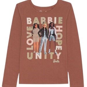 Barbie Unity Love Hope Long Sleeve Sparkly Lettering Graphic T-shirt